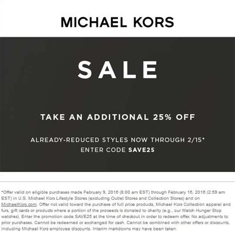 michael kors first order promo code